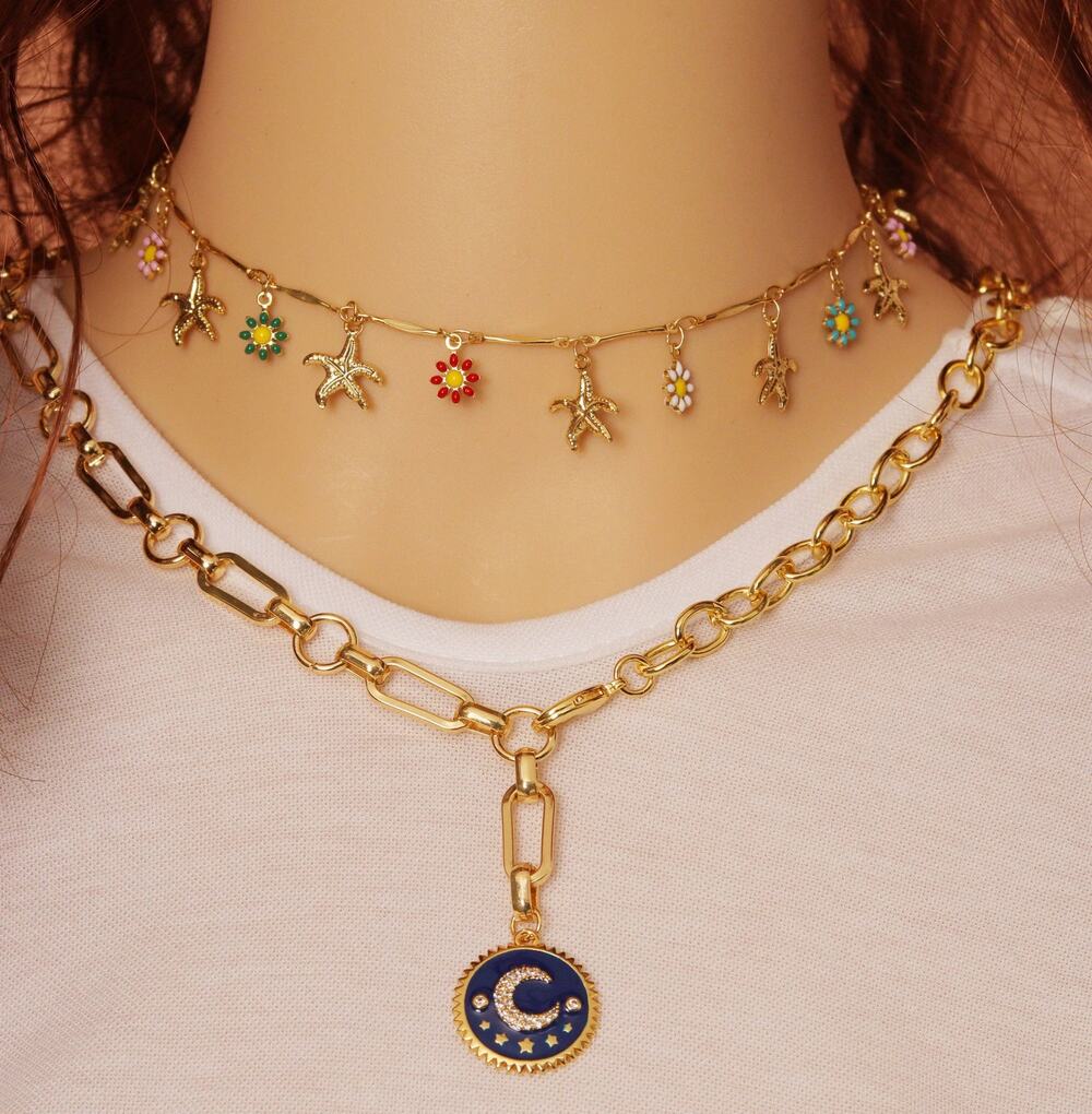21 inch gold plated charm necklace